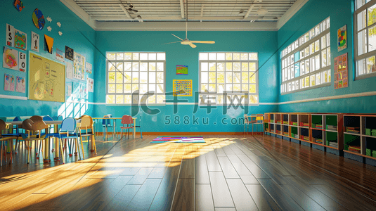 木地板插画图片_简约温馨的幼儿园教室内场景的背景23插画素材