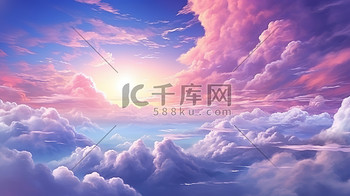 唯美的云和太阳动漫插画素材