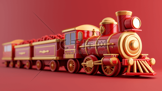 红色卡通儿童玩具小火车的背景4插画设计