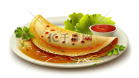 美食生菜插画图片_美味的手抓饼美食插画素材