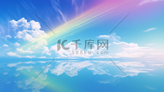 天空云朵彩虹卡通插画