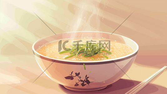 彩色陶瓷碗里热气腾腾的美食的插画16