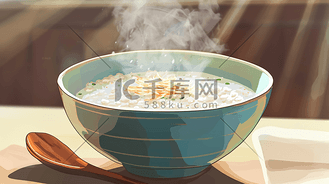 彩色陶瓷碗里热气腾腾的美食的插画12