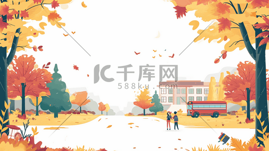 书包小学生插画图片_简约卡通手绘小学生背书包上学的插画9