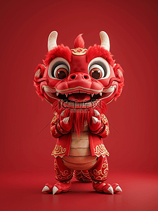 红色3D立体可爱中国龙插画18