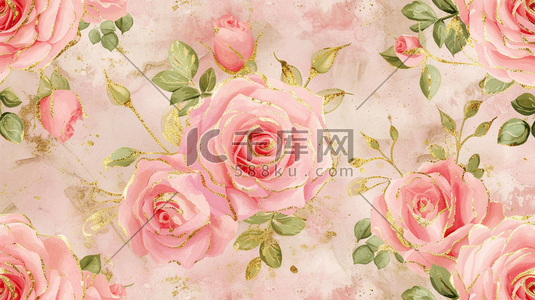 粉色浪漫盛开的花朵插画8