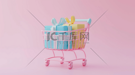 c4d立体电商插画图片_彩色3D立体电商购物车插画21