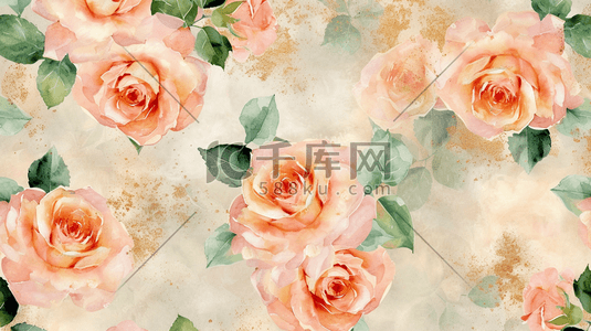 粉色叶子插画图片_粉色浪漫盛开的花朵插画1