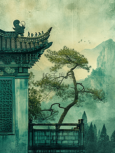 中国传统感插画图片_中国风古典建筑风景插画8