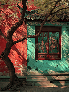 中国风古典建筑风景插画25