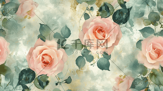 粉色浪漫盛开的花朵插画11