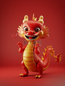 红色3D立体可爱中国龙插画11