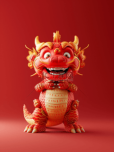红色3D立体可爱中国龙插画8