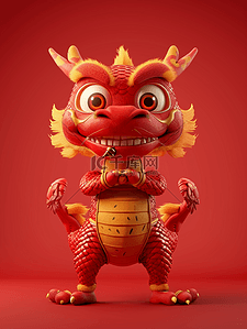 红色3D立体可爱中国龙插画19