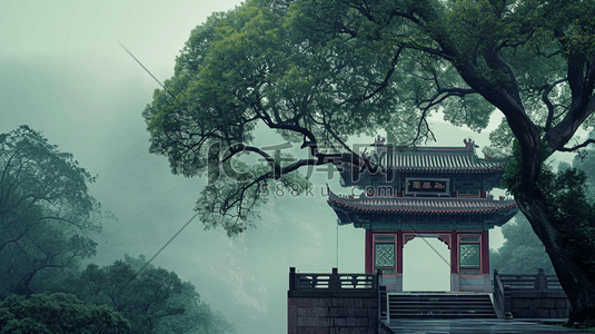 中国风古典建筑风景插画2