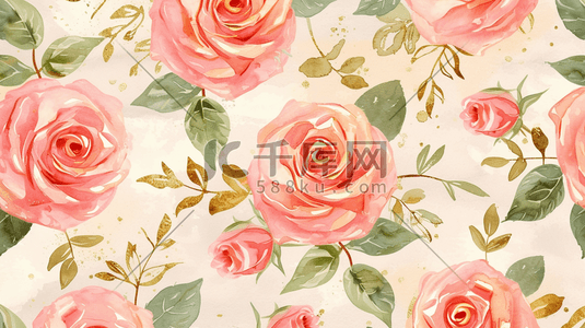 粉色浪漫盛开的花朵插画18