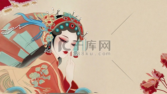 国粹插画图片_非遗国粹京剧角色花旦戏曲人物插画素材