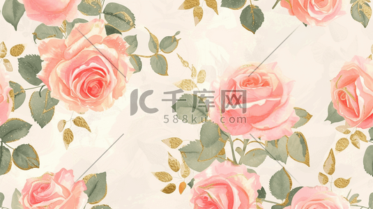 粉色叶子插画图片_粉色浪漫盛开的花朵插画9