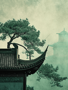 中国风古典建筑风景插画4