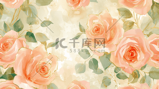 粉色浪漫盛开的花朵插画19