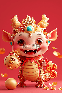 春联龙年插画图片_新年手绘插画龙年3d海报