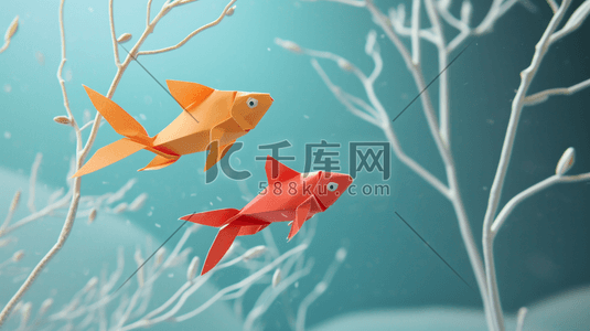河面小鱼插画图片_冬季雪景鱼塘里小鱼快活的游动的插画20