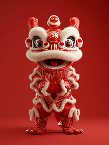 红色3D立体可爱中国龙插画20