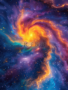 幻想星空插画图片_银河系彩色幻想星空艺术插画海报