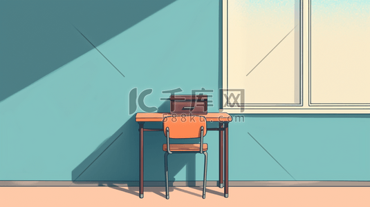 彩色手绘简约室内桌椅的插画6