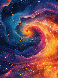 银河系彩色幻想星空艺术原创插画