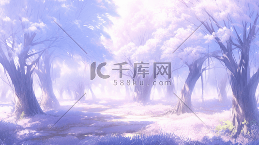 森林里紫色藤蔓大树插画9