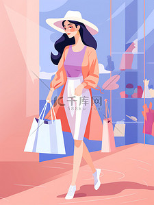 女性在买化妆品和衣服素材