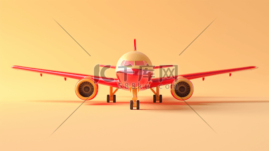 红黄色羽毛插画图片_红黄色儿童玩具飞机的插画18