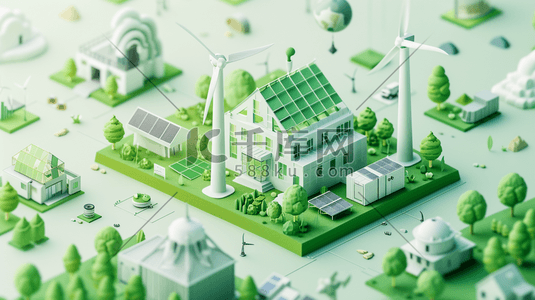 绿色化工插画图片_25D绿色化工厂立体模型的插画10