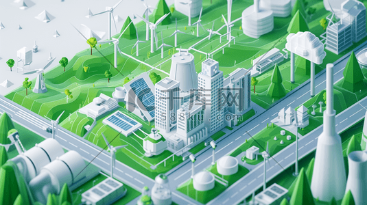 25D绿色化工厂立体模型的插画5