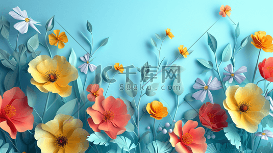 8折插画图片_五颜六色平面手工花朵花束的插画8