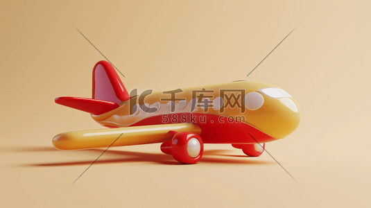 红黄色羽毛插画图片_红黄色儿童玩具飞机的插画7