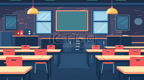 扁平化彩色现代化会议教室的插画3