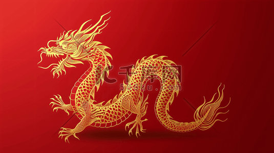 金色春节插画图片_金色巨龙插画背景7