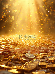 投资钱币插画图片_散落的金币闪闪发光插图