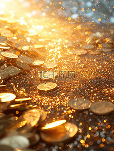 闪闪发光的金币插画图片_散落的金币闪闪发光素材