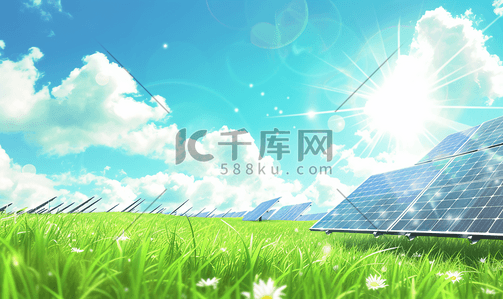光伏科技插画图片_户外的太阳能板