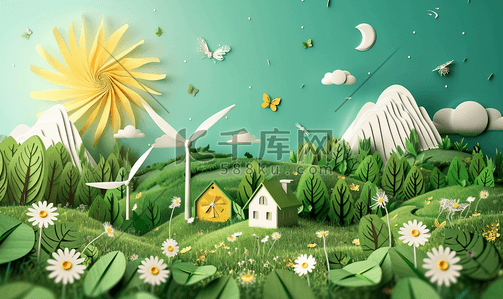 环保设备宣传单插画图片_环保风力发电
