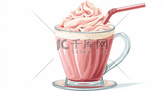 喜欢我关注我插画图片_手绘彩色杯子甜品冰激凌的插画12