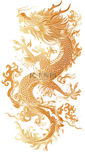 白色剪纸插画图片_中国生肖金箔龙元素矢量插画