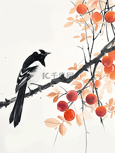 水彩国画艺术树枝上燕子的插画9