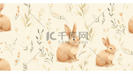 清新简约动物插画图片_简约唯美清新小兔子的插画16
