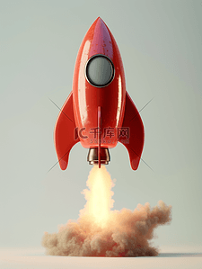 红色小火箭腾空发射伴随着火云的插画5