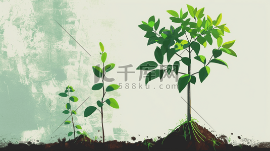 土壤酸化插画图片_春天户外土壤植树小树发芽的插画4