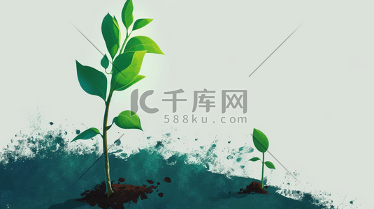 春天户外土壤植树小树发芽的插画8